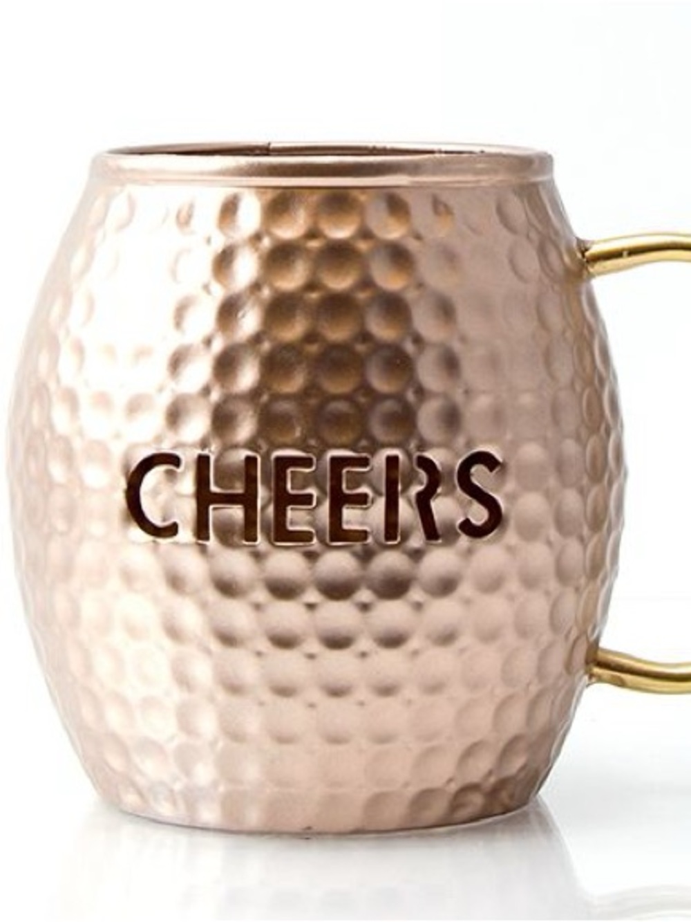 CHEERS Hammered Copper-Tone Pink Zebra Simmering Light Shade Mug w/ Gold Handle
